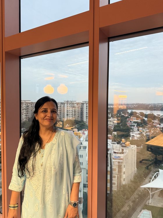 My mom, on her first trip to Bangalore